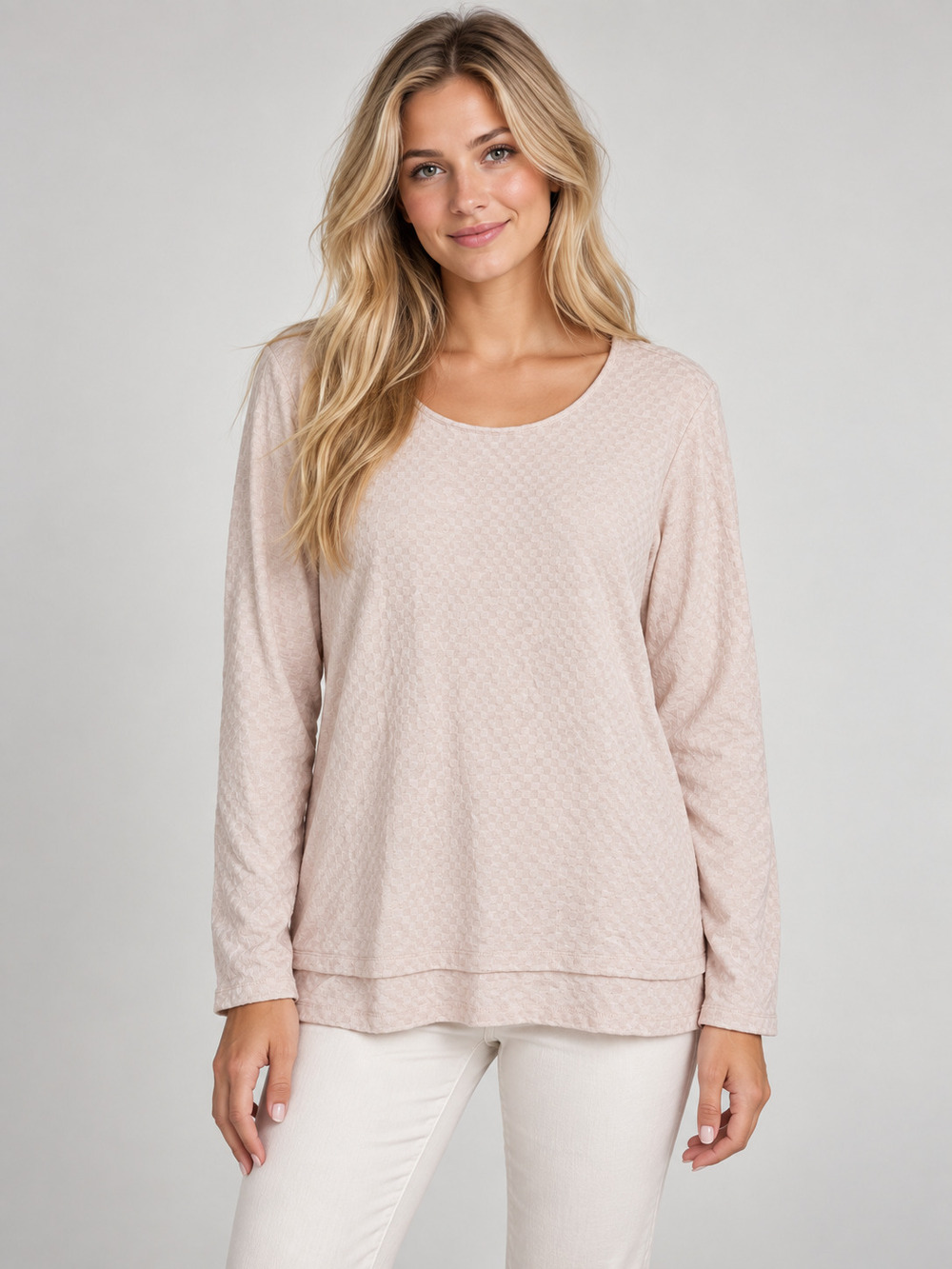 2/$30 Chico's Blush Pink Textured Pocket Top XL #A4921